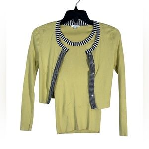 Paule Ka Lime Green Tank Copped Sweater Set Womens M Y2K Contrast Preppy Girly